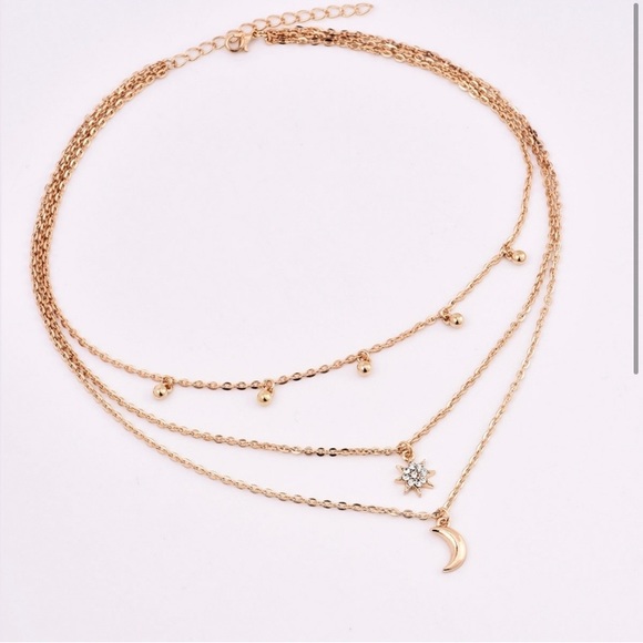 Multilayered Moon and Star Choker Necklace - Picture 3 of 4